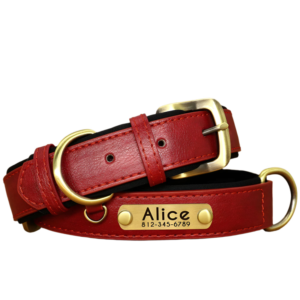 Fetch & Find Leather Collar, Red